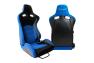 Cipher Auto CPA2003 VP-8 Series All Black Blue Cloth/PU Leather With Carbon Fiber PU Racing Seats - Pair - Cipher Auto CPA2003CFBKBU