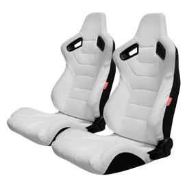 Cipher Auto CPA2009PCFWH Leatherette Carbon Fiber Eggshell White Racing Seats