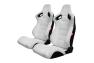 Cipher Auto CPA2009PCFWH Leatherette Carbon Fiber Eggshell White Racing Seats - Cipher Auto CPA2009PCFWH