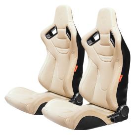 Cipher Auto CPA2009RS Cipher Racing Seats Beige Leatherette Carbon Fiber w/ Beige Stitching