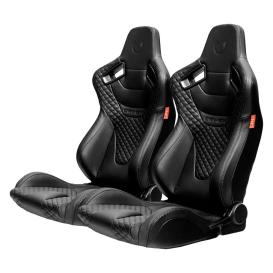 CPA2009 AR-9 Revo Racing Seats Black Leatherette Carbon Fiber with Black Diamond Stitching