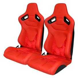 Cipher Auto CPA2009 AR-9 Revo Red Suede & Fabric With Carbon Fiber Poly Backing Racing Seats