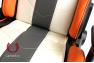 Cipher Auto CPA5001 White With Gray and Orange Stripes Leatherette Offic Racing Seat - Each - Cipher Auto CPA5001PWH-GYOR
