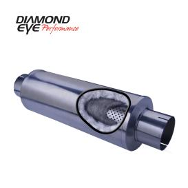 Diamond Eye Performance MFLR 4inID SGL IN/SGL OUT 7inDIA X 20in BODY 27in LENGTH PERF SLOTTED ENDS 409 SS