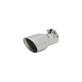 Exhaust Tip - 3.00 in Angle Cut Polished SS - Fits 2.00 in tubing - Clamp on