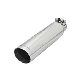 Exhaust Tip - 3.00 in. Angle Cut Polished SS Fits 2.25 in. Tubing - Clamp on