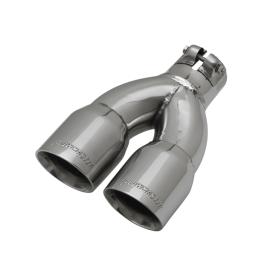 Exhaust Tip - 3.00 in. Dual Angle Cut Polished SS Fits 2.25 in. Tubing -Clamp on
