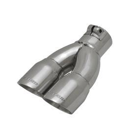 Exhaust Tip - 3.00 in Dual Angle Cut Polished SS Fits 2.50 in. - Left - Clamp on