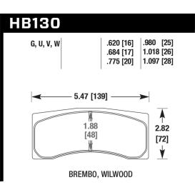 Hawk Universal Brembo DTC-70 Race Brake Pads Thickness 1.018