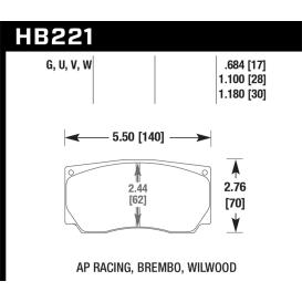 Hawk AP Racing/Wilwood 17mm DTC-70 Race Rear Brake Pads