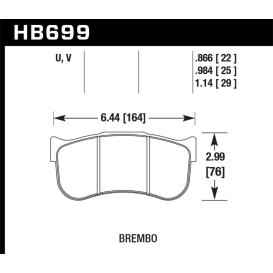 Hawk Brembo GT-3 Caliper 25mm Thick (Wide Annulus) DTC-60 Race Brake Pads