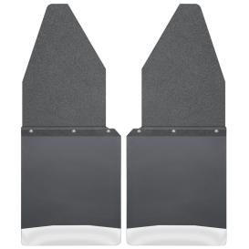 12" Wide Kick Back Rear Mud Flaps - Black Top and Stainless Steel Weight