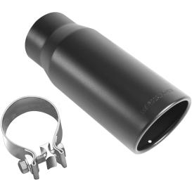 Magnaflow Stainless Steel Round Angle Cut Rolled Edge Single Wall Clamp-On Black Coated Exhaust Tip (4" Inlet, 5" Outlet, 13"Length)