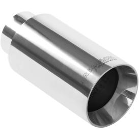 Magnaflow Stainless Steel Round Straight Cut Folded Edge Double Wall Weld-On Polished Exhaust Tip (2.25" Inlet, 3" Outlet, 7.5"Length)