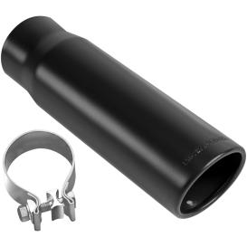 Magnaflow Stainless Steel Round Angle Cut Rolled Edge Single Wall Clamp-On Black Coated Exhaust Tip (2.5" Inlet, 3" Outlet, 12"Length)