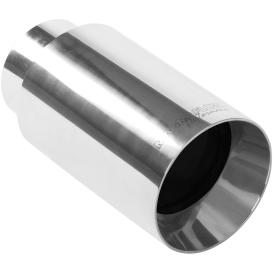 Magnaflow Stainless Steel Round Straight Cut Rolled Edge Double Wall Weld-On Polished Exhaust Tip (2.25" Inlet, 4" Outlet, 7.5"Length)