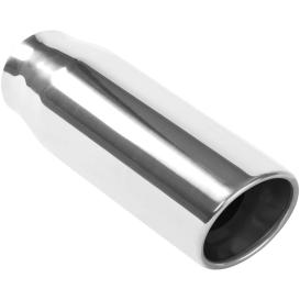 Magnaflow Stainless Steel Round Angle Cut Rolled Edge Double Wall Weld-On Polished Exhaust Tip (2.5" Inlet, 3.5" Outlet, 10"Length)
