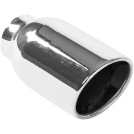 Magnaflow Stainless Steel Round Angle Cut Rolled Edge Double Wall Weld-On Polished Exhaust Tip (2.25" Inlet, 4" Outlet, 7.25"Length)
