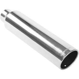 Magnaflow Stainless Steel Round Angle Cut Rolled Edge Single Wall Weld-On Polished Exhaust Tip (2.5" Inlet, 4" Outlet, 18"Length)