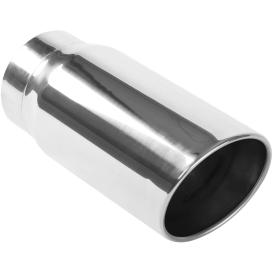 Magnaflow Stainless Steel Round Angle Cut Rolled Edge Double Wall Weld-On Polished Exhaust Tip (5" Inlet, 6" Outlet, 13"Length)