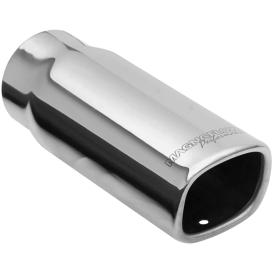 Magnaflow Stainless Steel Square Angle Cut Rolled Edge Single Wall Weld-On Polished Exhaust Tip (2.25" Inlet, 2.5 x 2.7" Outlet, 7.5"Length)