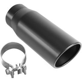 Magnaflow Stainless Steel Round Angle Cut Rolled Edge Single Wall Clamp-On Black Coated Exhaust Tip (3" Inlet, 4" Outlet, 12"Length)