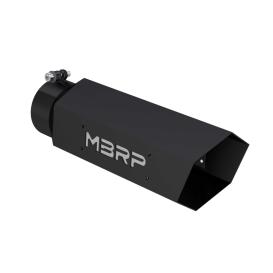 MBRP Stainless Steel Clamp-On Black Angled Cut HEX Shape Exhaust Tip with  Logo (4" Inlet, 5" Outlet, 16" Length)