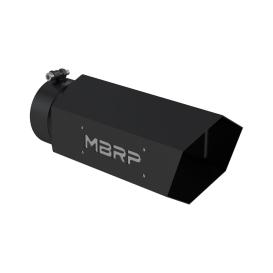 MBRP Stainless Steel Clamp-On Black Angled Cut HEX Shape Exhaust Tip with  Logo (5" Inlet, 6" Outlet, 16" Length)