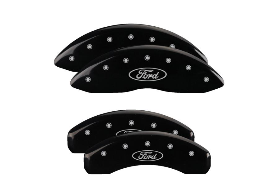 MGP Black Front & Rear Caliper Covers with Silver Ford Oval Logo - MGP 10008SFRDBK