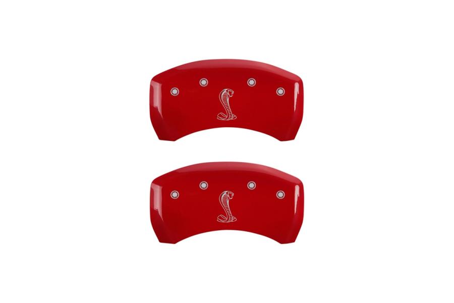 MGP Red Rear Caliper Covers with Silver COBRA / Tiffany Snake Logo - MGP 10010RCNKRD