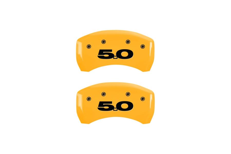 MGP Yellow Rear Caliper Covers with Black Mustang Front, 5.0 Rear - MGP 10010RM50YL