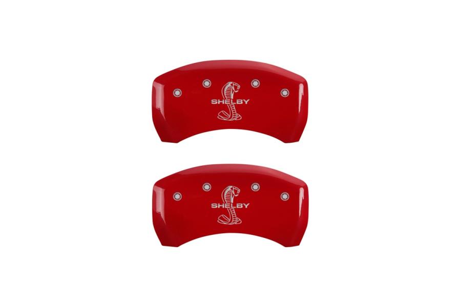 MGP Red Rear Caliper Covers with Silver Shelby / Tiffany Snake Engraving - MGP 10010RSBYRD