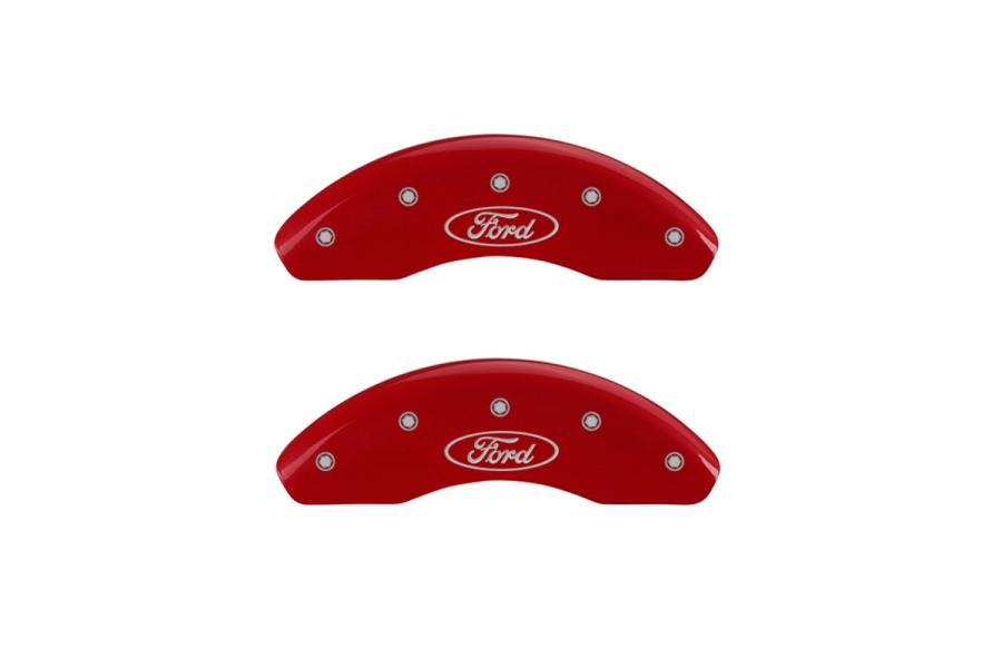 MGP Red Front Caliper Covers with Silver Ford Oval Logo - MGP 10011FFRDRD