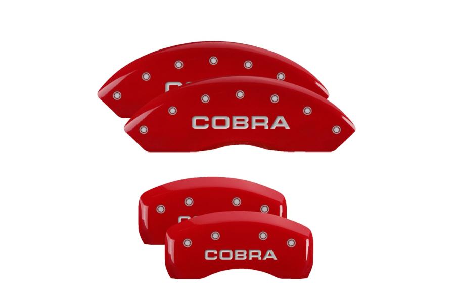 MGP Red Front & Rear Caliper Covers with Silver COBRA - MGP 10017SCOBRD