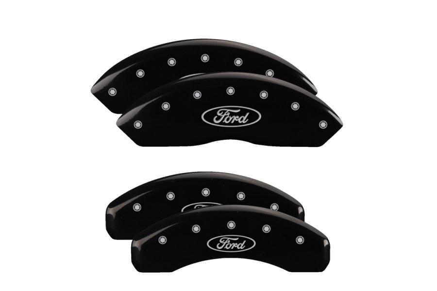 MGP Black Front & Rear Caliper Covers with Silver Ford Oval Logo - MGP 10021SFRDBK