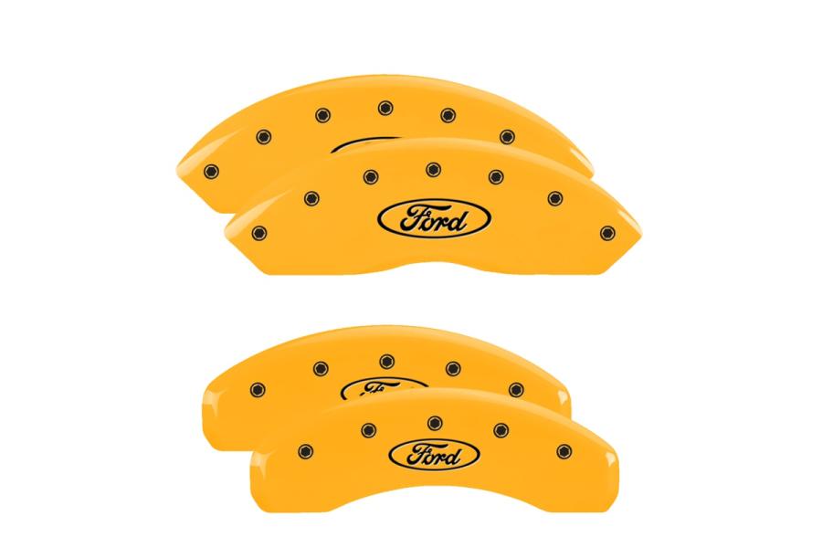 MGP Yellow Front & Rear Caliper Covers with Black Ford Oval Logo - MGP 10022SFRDYL