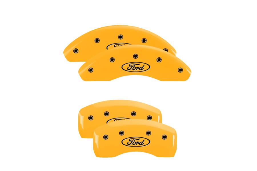 MGP Yellow Front & Rear Caliper Covers with Black Ford Oval Logo - MGP 10072SFRDYL