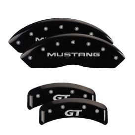 MGP Black Front & Rear Caliper Covers with Silver Mustang Front, GT Rear