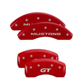 MGP Red Front & Rear Caliper Covers with Silver Mustang Front, GT Rear