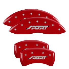 2011-2019 Ford Explorer MGP Red Front & Rear Caliper Covers with Silver SPORT (Bold)
