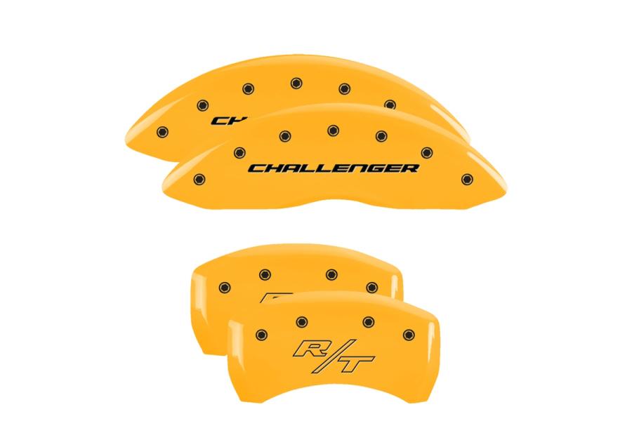 MGP Yellow Front & Rear Caliper Covers with Black Challenger (Block) Front, R/T Rear - MGP 12001SCBRYL