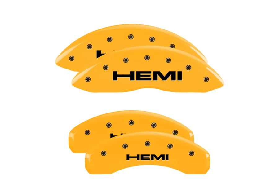 MGP Yellow Front & Rear Caliper Covers with Black Hemi - MGP 12088SHEMYL