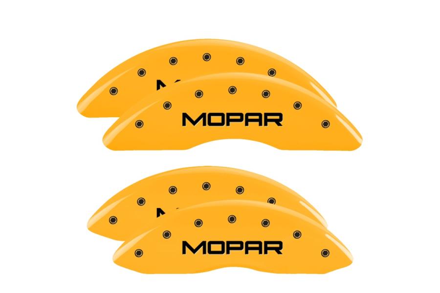 MGP Yellow Front & Rear Caliper Covers with Black MOPAR - MGP 12124SMOPYL