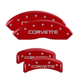 Red Front & Rear Caliper Covers with Silver Corvette