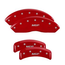 Red Front & Rear Caliper Covers with Silver MGP