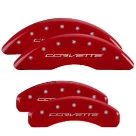 MGP Red Front & Rear Caliper Covers with Silver Corvette