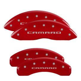 MGP Red Front & Rear Caliper Covers with Silver Camaro
