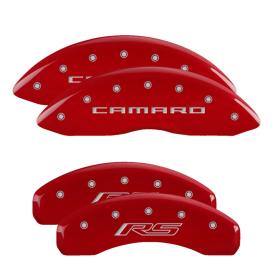 MGP Red Front & Rear Caliper Covers with Silver Camaro Front, RS Rear