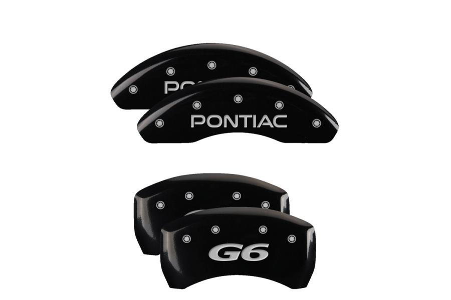 MGP Black Front & Rear Caliper Covers with Silver Pontiac Front, G6 Rear - MGP 18025SPG6BK