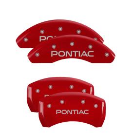MGP Red Front & Rear Caliper Covers with Silver Pontiac